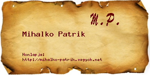 Mihalko Patrik névjegykártya